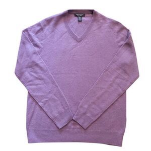 Paolo Mondo Sweater Men's Medium Purple Cashmere V Neck Pullover Soft Warm